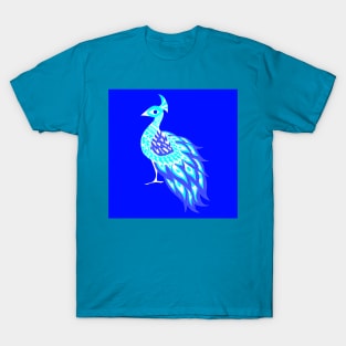 blue shining phoenix peacock ecopop pattern T-Shirt